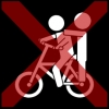 fiets twee personen kruis rood