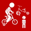 fietsen kleuters door grote kinderen rood