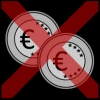 geld munten euro kruis rood
