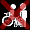 rolstoel bots persoon kruis rood