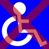 rolstoel symbool blauw kruis rood
