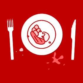 eten naast bord morsen rood