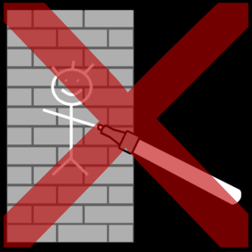 muur tekenen kruis rood