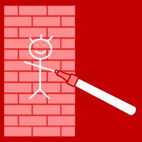 muur tekenen rood
