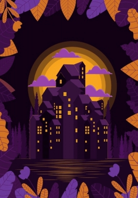 purple_night_drawing_buildings_moonlight_leaves_decoration_6832502