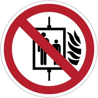 Verboden de lift te gebruiken bij brand